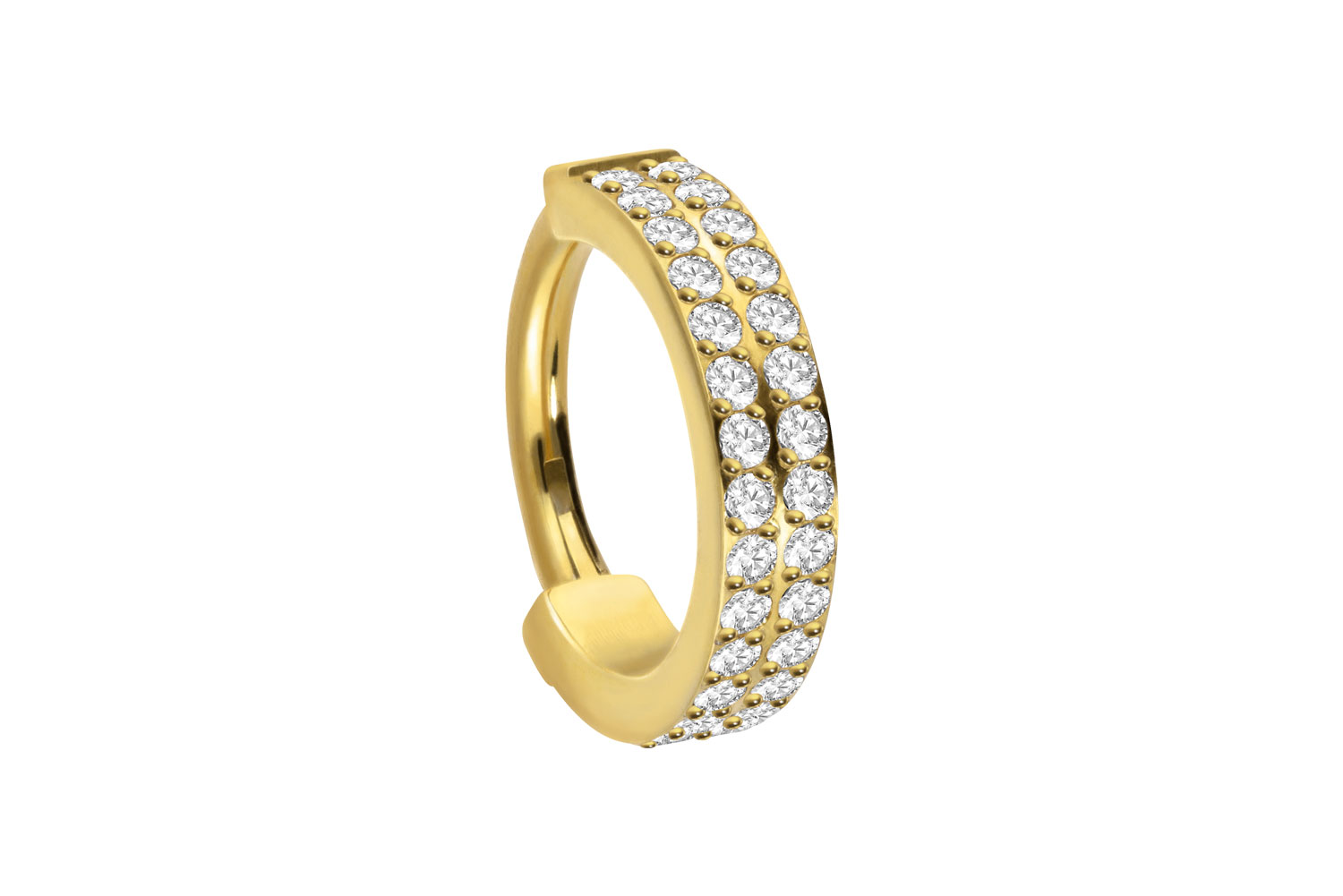 Titan Segmentring Clicker Piercing ZWEI EINGEFASSTE KRISTALLREIHEN